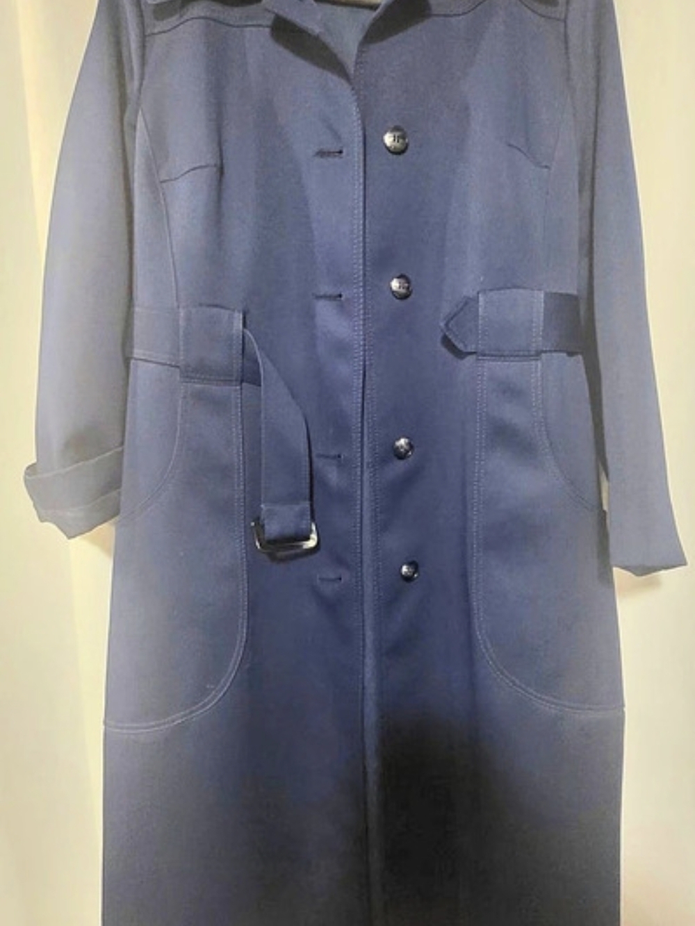 London Fog Macoma Women's Blue Trench Coat Size 14 PET